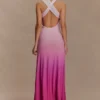 Marlee Asymmetrical Slinky Maxi Dress – Ombre Pink Marlee Asymmetrical Slinky Maxi Dress – Ombre Pink