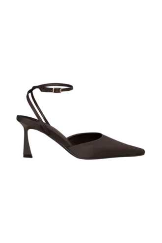 Marley Satin Pointed Heel – Chocolate