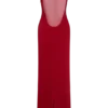 Marlon Crepe And Mesh Maxi Dress – Cherry Red Marlon Crepe And Mesh Maxi Dress – Cherry Red