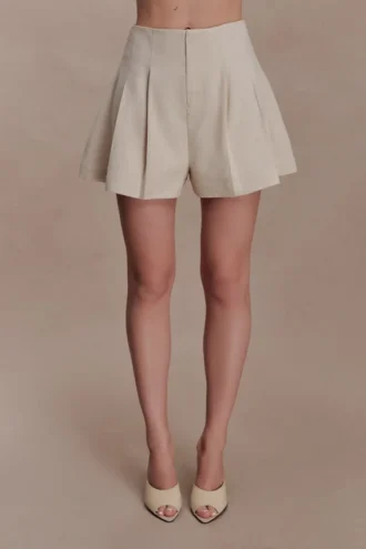 Martine Pleated Linen Short – Natural