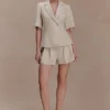Martine Pleated Linen Short – Natural Martine Pleated Linen Short – Natural