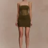 Maryk Mesh Mini Dress – Khaki Maryk Mesh Mini Dress – Khaki