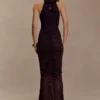 Matilda Ruched Mesh Maxi Skirt – Chocolate