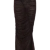 Matilda Ruched Mesh Maxi Skirt – Chocolate