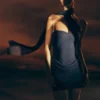 Mattea Diamante Mini Dress With Scarf – Navy