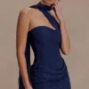 Mattea Diamante Mini Dress With Scarf – Navy