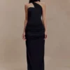 Mattea Slinky And Mesh Maxi Dress With Scarf – Black Mattea Slinky And Mesh Maxi Dress With Scarf – Black