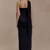 Mattea Slinky And Mesh Maxi Dress With Scarf – Black Mattea Slinky And Mesh Maxi Dress With Scarf – Black