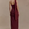 Mattea Slinky And Mesh Maxi Dress With Scarf – Burgundy Mattea Slinky And Mesh Maxi Dress With Scarf – Burgundy