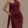 Mattea Slinky And Mesh Maxi Dress With Scarf – Burgundy Mattea Slinky And Mesh Maxi Dress With Scarf – Burgundy