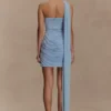 Mattea Slinky And Mesh Mini Dress With Scarf – Powder Blue Mattea Slinky And Mesh Mini Dress With Scarf – Powder Blue