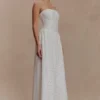 Maureen Broderie Strapless Maxi Dress – White