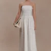 Maureen Broderie Strapless Maxi Dress – White
