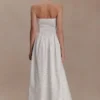 Maureen Broderie Strapless Maxi Dress – White