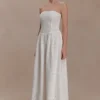 Maureen Broderie Strapless Maxi Dress – White