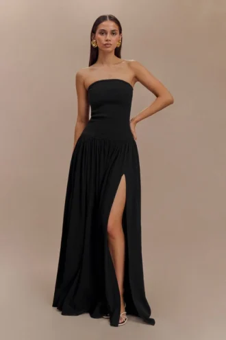maureen cotton shirring maxi dress black 1 330x495 - Maureen Cotton Shirring Maxi Dress - Black