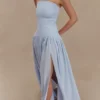 Maureen Cotton Shirring Maxi Dress – Powder Blue Maureen Cotton Shirring Maxi Dress – Powder Blue