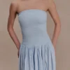 Maureen Cotton Shirring Maxi Dress – Powder Blue Maureen Cotton Shirring Maxi Dress – Powder Blue