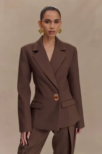 Max Cinched Waist Blazer – Chocolate Max Cinched Waist Blazer – Chocolate