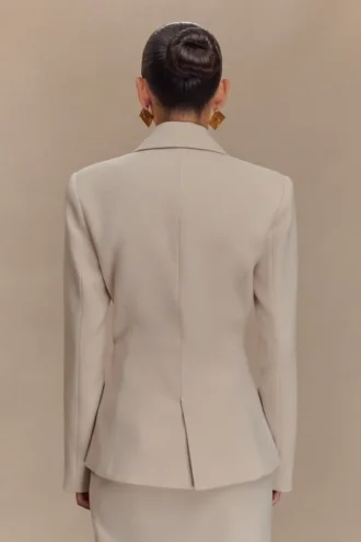 Max Cinched Waist Blazer – Ivory Stone Max Cinched Waist Blazer – Ivory Stone