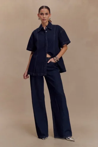 Maya Oversized Denim Shirt – Indigo Blue Maya Oversized Denim Shirt – Indigo Blue