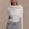 Mazie Asymetrical Cashmere Blend Long Sleeve Knit Top – Ivory Mazie Asymetrical Cashmere Blend Long Sleeve Knit Top – Ivory