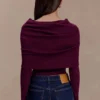 Mazie Asymetrical Cashmere Blend Long Sleeve Knit Top – Plum Mazie Asymetrical Cashmere Blend Long Sleeve Knit Top – Plum