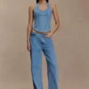 Meadow Denim Corset Halter Top – Classic Blue Meadow Denim Corset Halter Top – Classic Blue