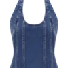 Meadow Denim Corset Halter Top – Dark Blue Meadow Denim Corset Halter Top – Dark Blue