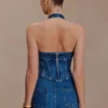 Meadow Denim Corset Halter Top – Dark Blue Meadow Denim Corset Halter Top – Dark Blue
