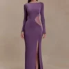 Megan Slinky And Mesh Maxi Dress – Purple Megan Slinky And Mesh Maxi Dress – Purple