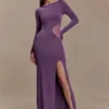 Megan Slinky And Mesh Maxi Dress – Purple Megan Slinky And Mesh Maxi Dress – Purple