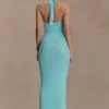 Melodie Halter Knit Maxi Dress – Cyan Blue Melodie Halter Knit Maxi Dress – Cyan Blue