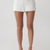 Melody Linen Short With Lace – White Melody Linen Short With Lace – White