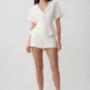 Melody Linen Short With Lace – White Melody Linen Short With Lace – White