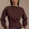 Mertyle Aysmetrical Knit Jumper – Deep Chocolate Mertyle Aysmetrical Knit Jumper – Deep Chocolate