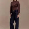 Mertyle Aysmetrical Knit Jumper – Deep Chocolate Mertyle Aysmetrical Knit Jumper – Deep Chocolate