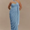Micaela Chiffon Gathered Maxi Dress – Alaskan Blue Micaela Chiffon Gathered Maxi Dress – Alaskan Blue