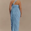Micaela Chiffon Gathered Maxi Dress – Alaskan Blue Micaela Chiffon Gathered Maxi Dress – Alaskan Blue