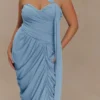 Micaela Chiffon Gathered Maxi Dress – Alaskan Blue Micaela Chiffon Gathered Maxi Dress – Alaskan Blue