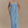 Micaela Chiffon Gathered Maxi Dress – Alaskan Blue Micaela Chiffon Gathered Maxi Dress – Alaskan Blue