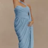 Micaela Chiffon Gathered Maxi Dress – Alaskan Blue Micaela Chiffon Gathered Maxi Dress – Alaskan Blue