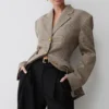 Mila Shaped Blazer – Tan Check