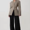 Mila Shaped Blazer – Tan Check
