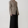 Mila Shaped Blazer – Tan Check
