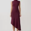 Milasandra Pleated Knit Dress – Plum