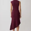Milasandra Pleated Knit Dress – Plum