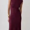 Milasandra Pleated Knit Dress – Plum