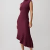 Milasandra Pleated Knit Dress – Plum