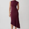 Milasandra Pleated Knit Dress – Plum